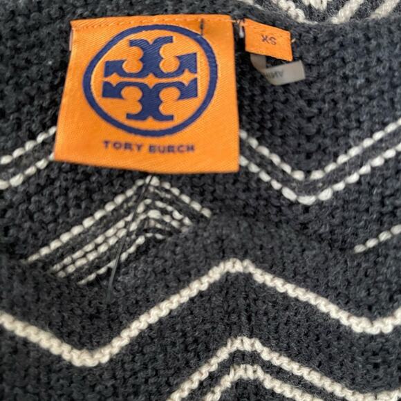 Tory Burch Kent Dark Smoke Walnut Chevron Knit Pattern Wool Dress - Picture 9 of 10